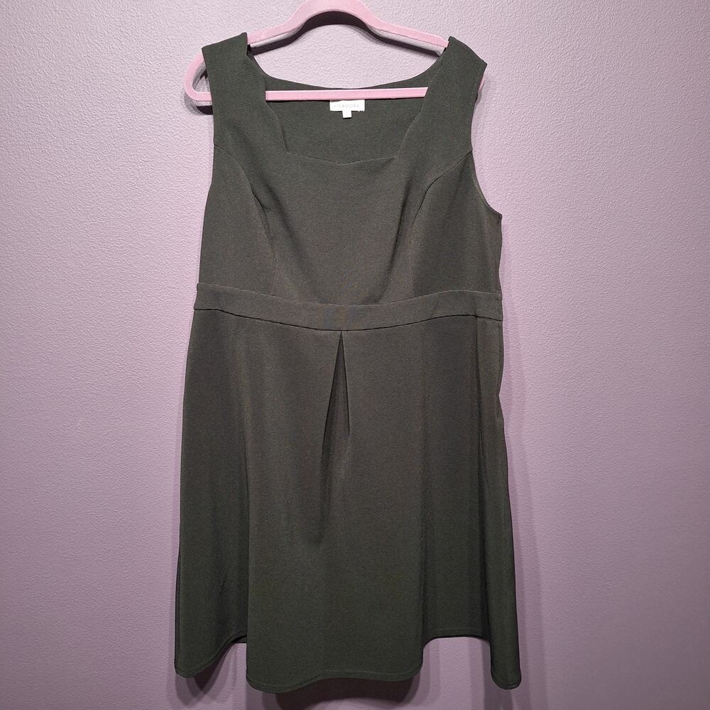 Isadora womems 2x black ribbed fit and flare dress scalloped neckline sleeveless